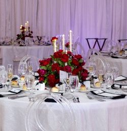 10 Red Rose Wedding Candelabras centerpieces