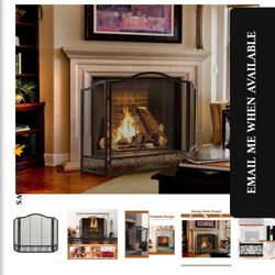 Tangkula 50 x 31 Inches 3-Panel Heat-Resistant Metal Mesh Fireplace Screen