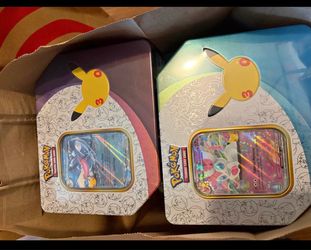 30th celebration tins Sylveon & Greninja   Pikachu cards