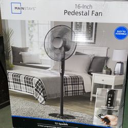 16 Inch Oscillating Quiet Pedestal Fan - Energy Efficient (W Remote)