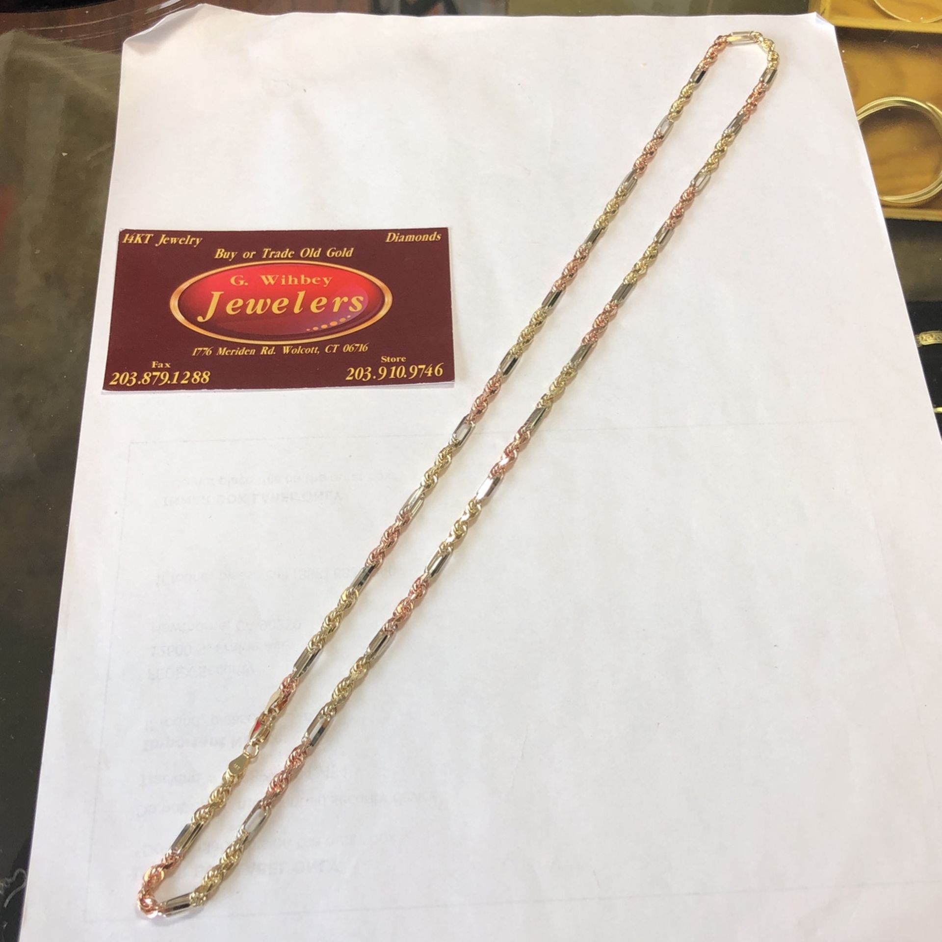 14 Kt Tricolor Gold ( Yellow-white-rose) Chain