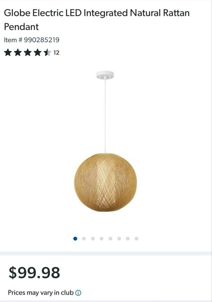Light Globe Electric âš¡ Led Integrated Natural Rattan Pendant Fixture