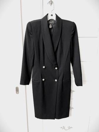 Vintage 1970's Black Premier Dresses 100% Wool Dress Size 4 Petite