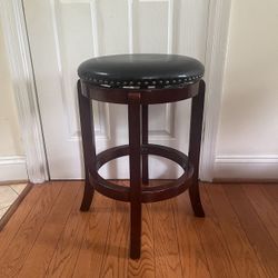 Backless Swivel  Stool Leather Cushion