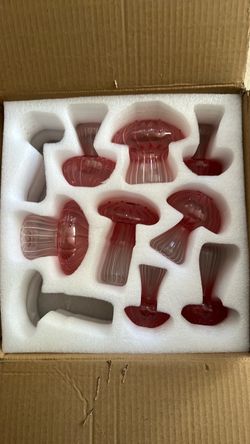 Mushroom vases and clear vases