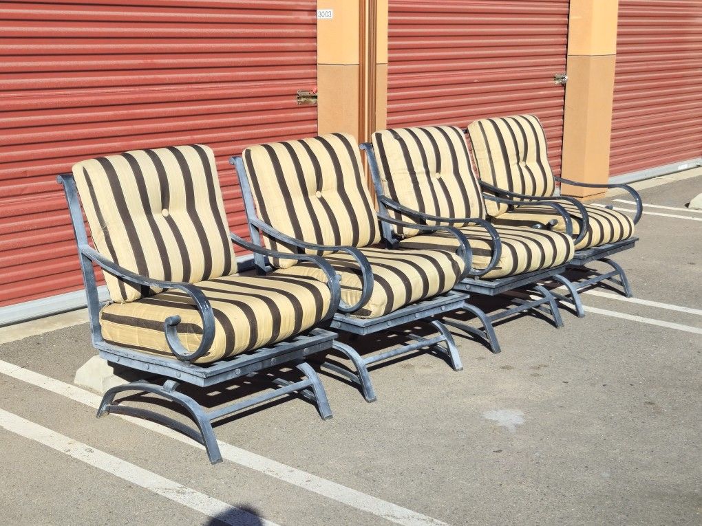 Set of 4 Metal Oversized Outdoor Rocker Club Chairs w/ Cushions