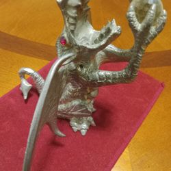 Vintage Pewter Dragon Oil Lamp