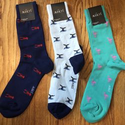 NWT, 3 Pairs of Men’s Dress/Casual Socks (Whale/Lobster/Flamingo Prints) from Jcrew 