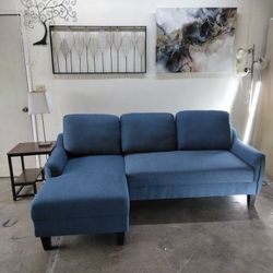Blue L Shape Couch Bed Sectional 