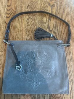 Brighton embossed suede shoulder bag