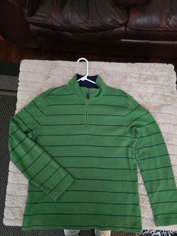 Banana Republic sz.M Green Striped Quarter-Zip Pullover Sweater