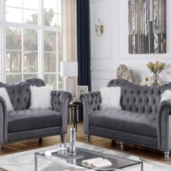 Tufted Sofa Love Seat Set