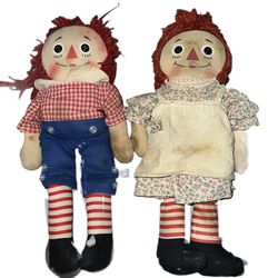 Vintage 1960s Knickerbocker 15 Inch Musical Raggedy Ann Doll Raggedy Andy Doll