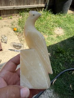 Vintage white onyx carved cockatoo
