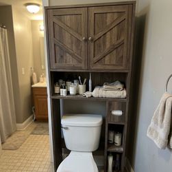 New in box - Walnut Over the Toilet Storage Cabinet - MTJ29