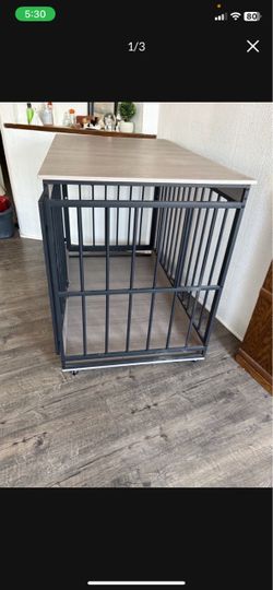 Heavy Duty Dog Crate with Wood Top