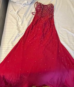 Red Sequin Halter Neck Formal Gown
