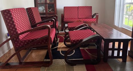 Solid Wood Mission Style Living Room Set – 7 Pieces – Made in India
