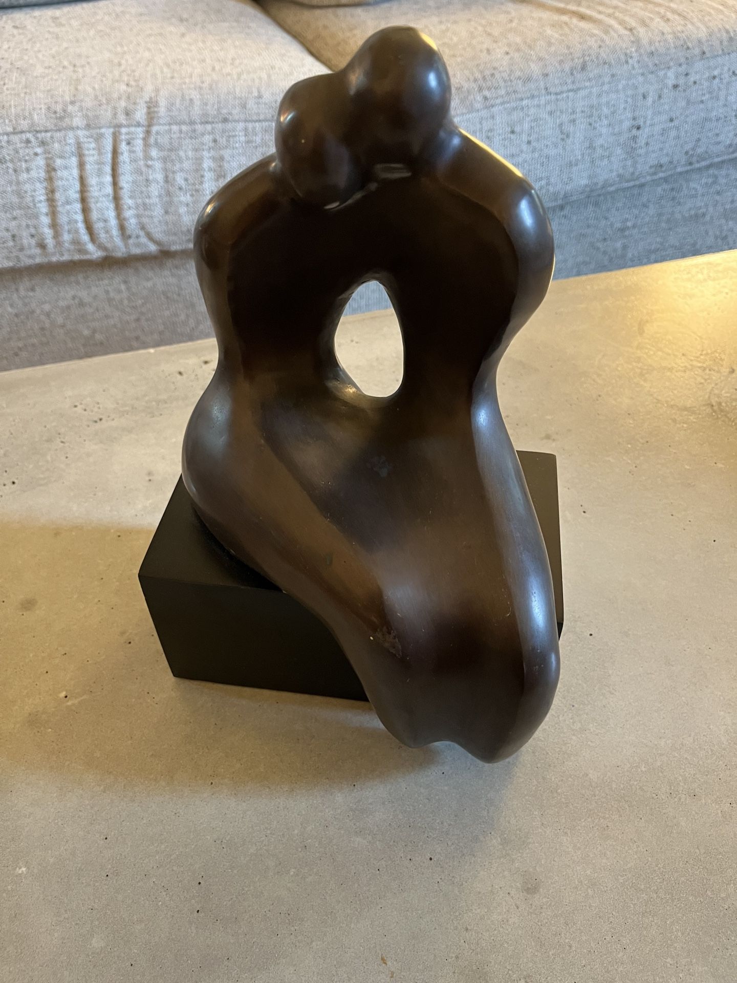 Modern Contemporary Embraced couple on a bench Sculpture 11”