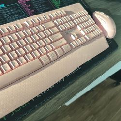 Pink Wireless Mouse And Keypad 