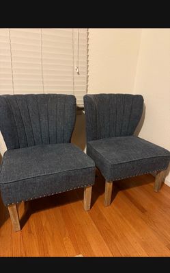 Set of 2 Blue Accent Slipper Chairs