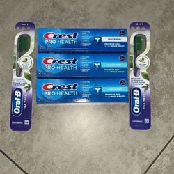 Crest Toothpaste, OralB Toothbrush