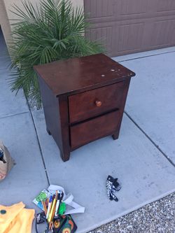 Dark Wood 2-Drawer Nightstand