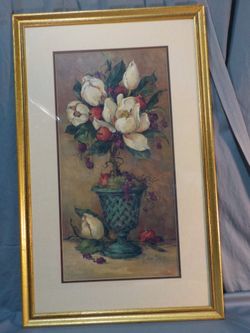 🖼️ Classic Barbara Mock "Magnolia Topiary" Framed Art (32" x 20" Gold Frame) 🌸