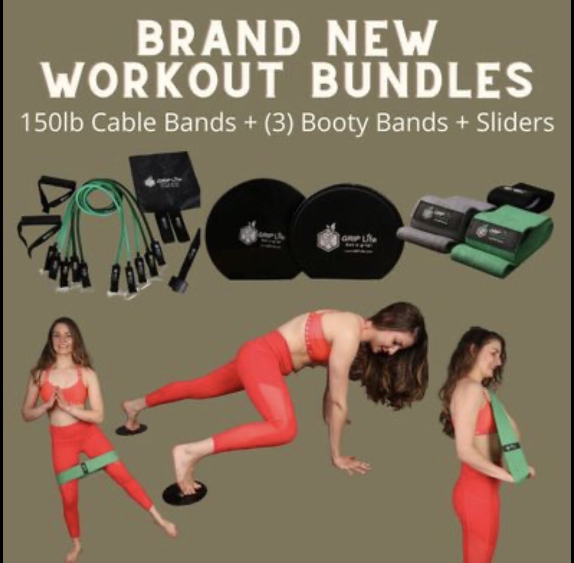 Workout Bundle: Sliders, Resistance Bands Yoga Pilates Home Workouts