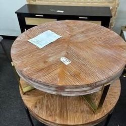 NEW Round Wood Coffee Table for Living Room - Circle Wooden Coffee Table with Metal Legs