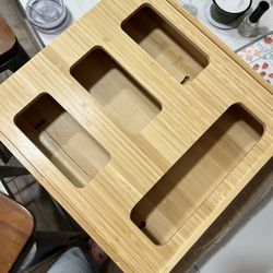 New in box bamboo ziplock bag organizer