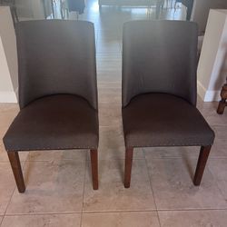 Pair Of Elegant Upholstered Dining Chairs