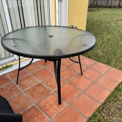 Outside Circle Iron And Glass Table