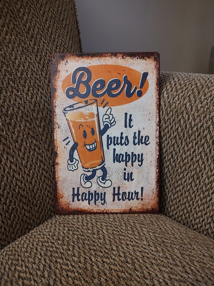 METAL BAR SIGN. 12" X 8". NEW. PICKUP ONLY.