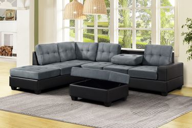 New grey sectional and ottoman