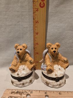 "Boyd's Bearware pottery Christmas angel bear porcelain  hinged trinket boxes/baby trinket inside