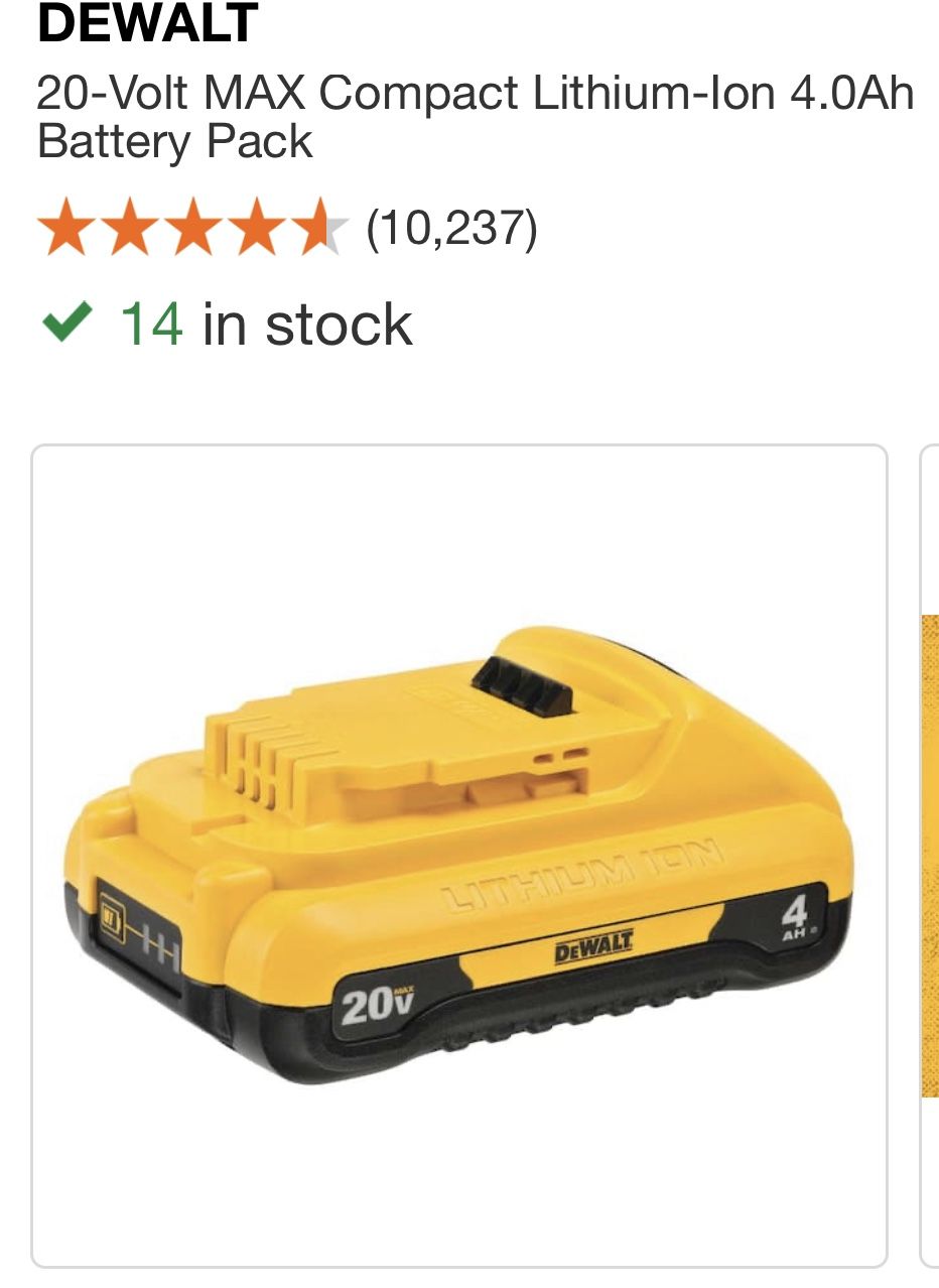 New Dewalt 20v Compact 4.0ah Battery