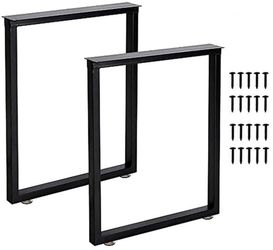 TIEOU Metal Table Legs 28 Inch Heavy Duty Metal Desk Legs Set Of 2 28” Height 24” Wide Industrial Black Table Legs,Modern Furniture Legs