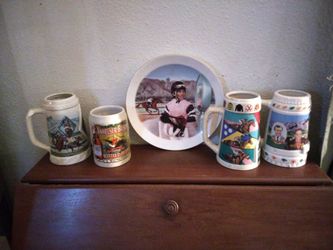 Santa Anita  1990s Steins and plate