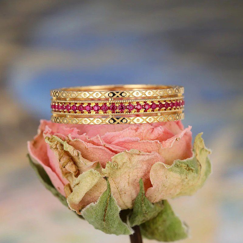 "Retro Gemstones Around Eternity Zircon Vintage Ring for Women, VP1350
 