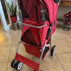 Pet Stroller With Storage Basket , Foldable Large Pet Jogger, 