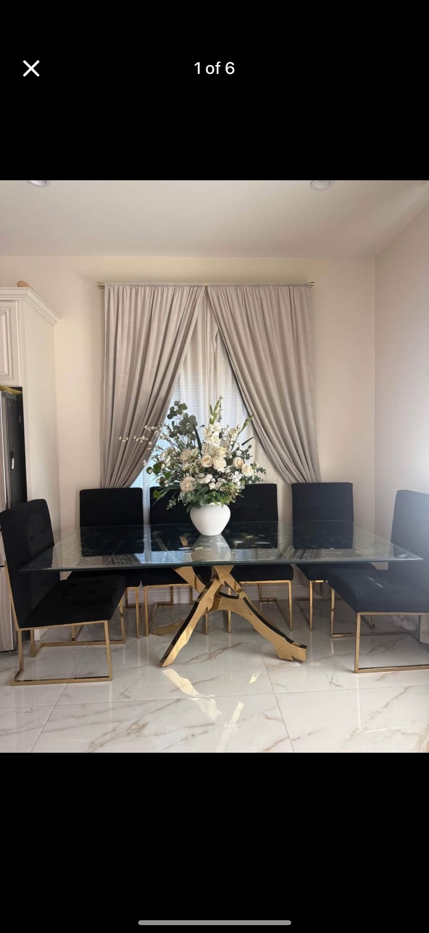 Glass Table with Gold Legs