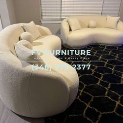 Boucle Beige Sofa Loveseat Set! Same Day Delivery! 3 Monthly Payments 