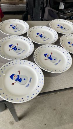 Stoneware Snowman Plate Set