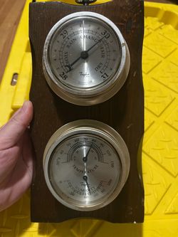 Vintage Taylor Wood Wall Weather Station Barometer Thermometer Hygrometer Brass