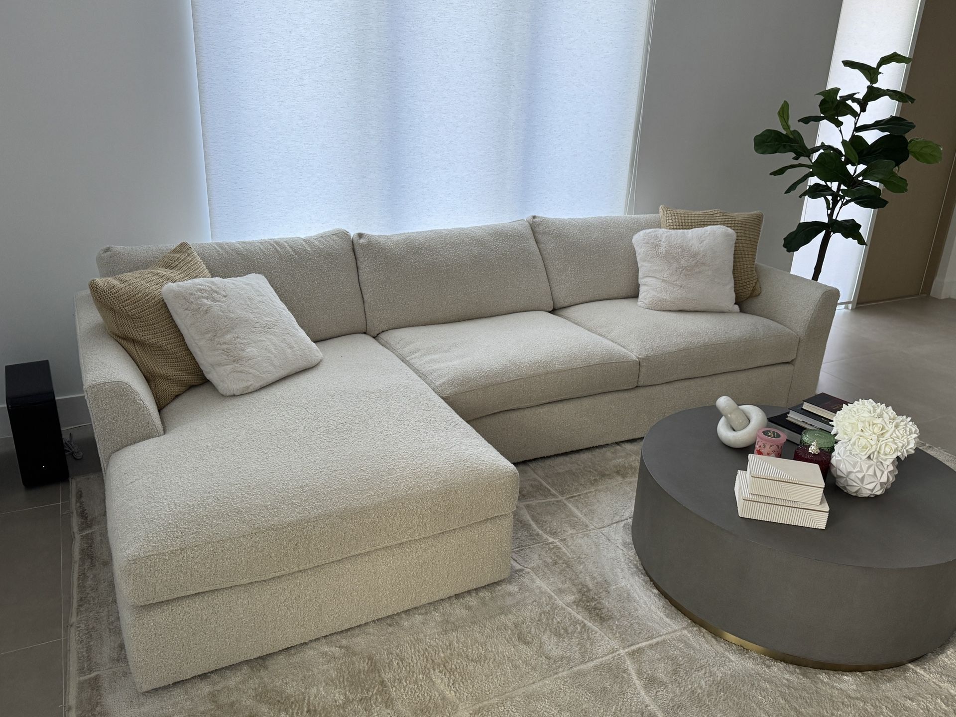 Arhaus 2 Piece Chaise Sectional Sofa - Boucle - Like New