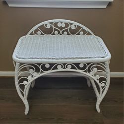 Vintage Peacock Wicker Small Desk, Vanity Table