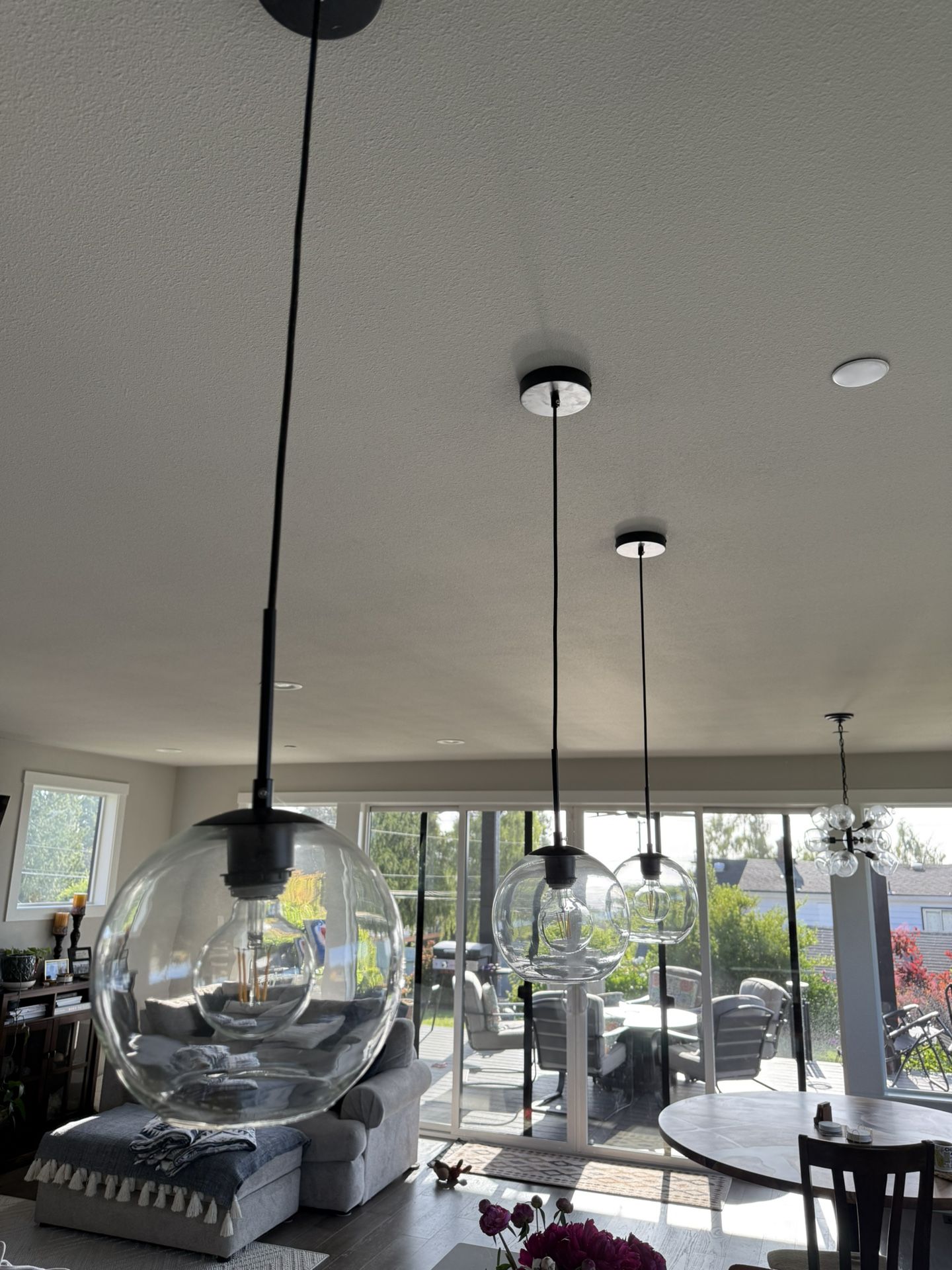 4 Matching Black Pendant Lights