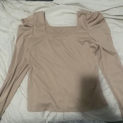 Tan Scrunched long sleeve Shirt  - XL