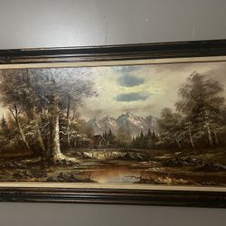 Huge Beautiful Painting With Wooden Frame 
